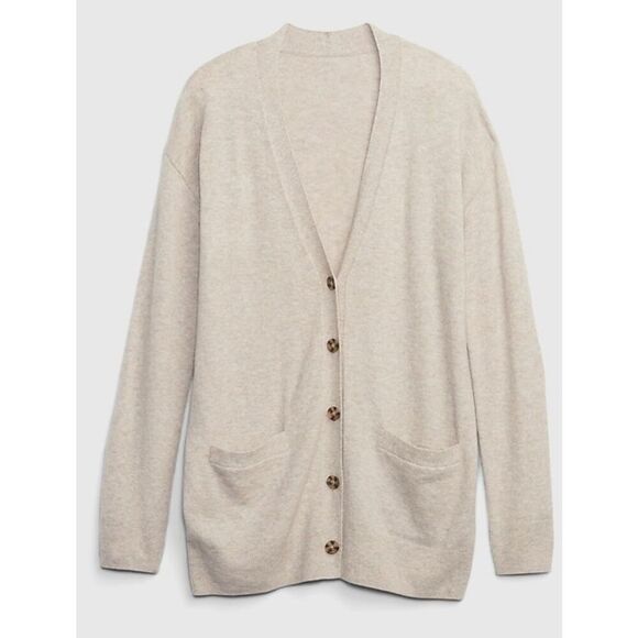 Gap Cash Soft long button front cardigan taupe size XS - Picture 1 of 10
